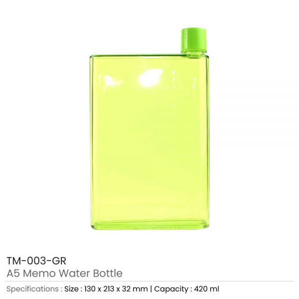 A5 Memo Water Bottles Green