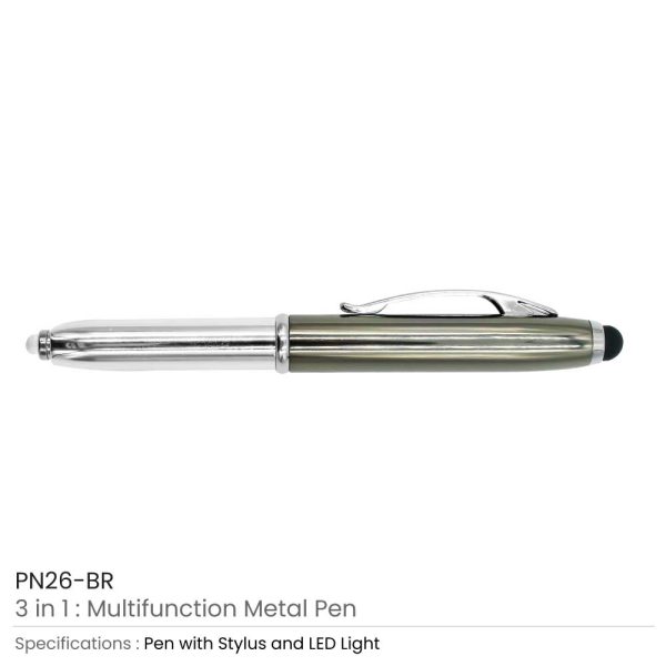 Brown 3 in 1 Metal Pens