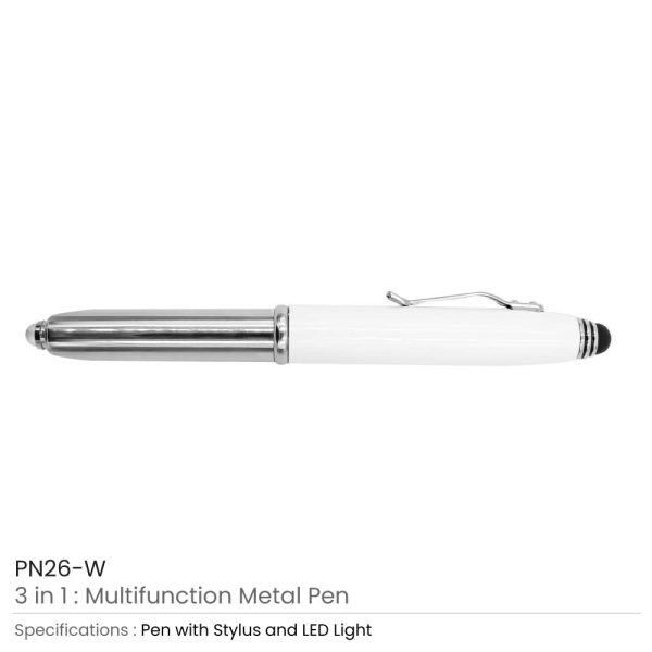 White 3 in 1 Metal Pens