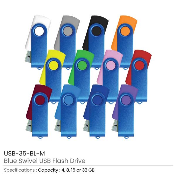 Promotional Blue Swivel USB Flash Drives