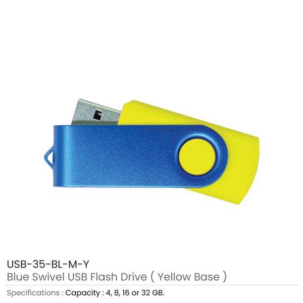 Blue Swivel USB - Yellow Case
