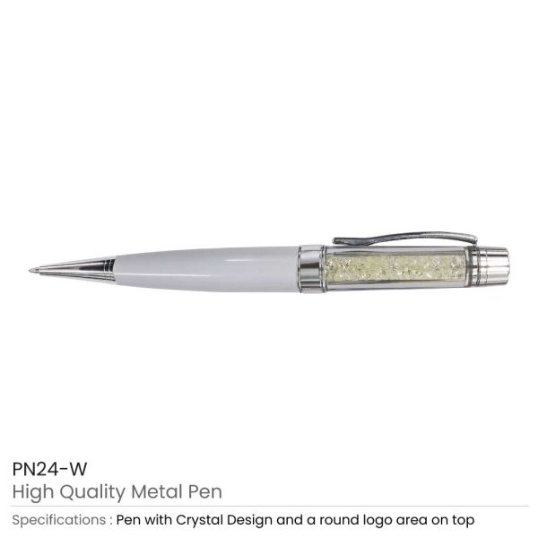 Crystal Metal Pens White