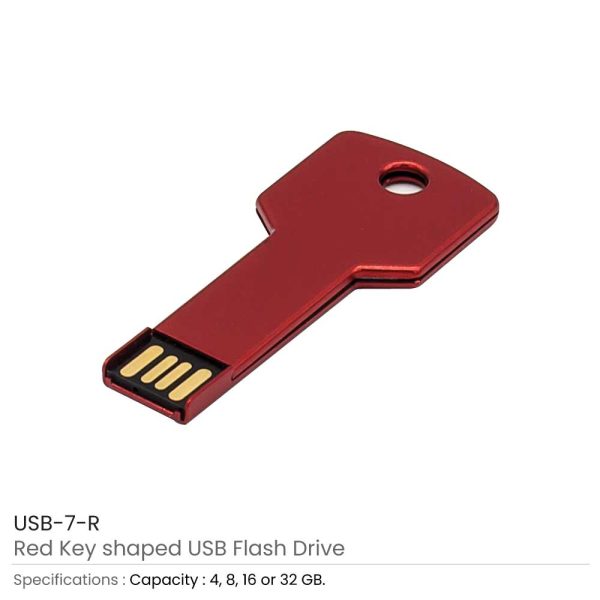 Key shaped USB Flash Drives Red