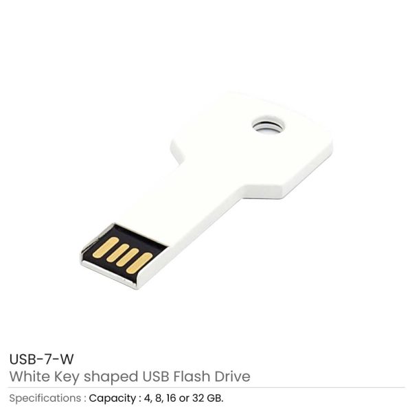 Key shaped USB Flash Drives White