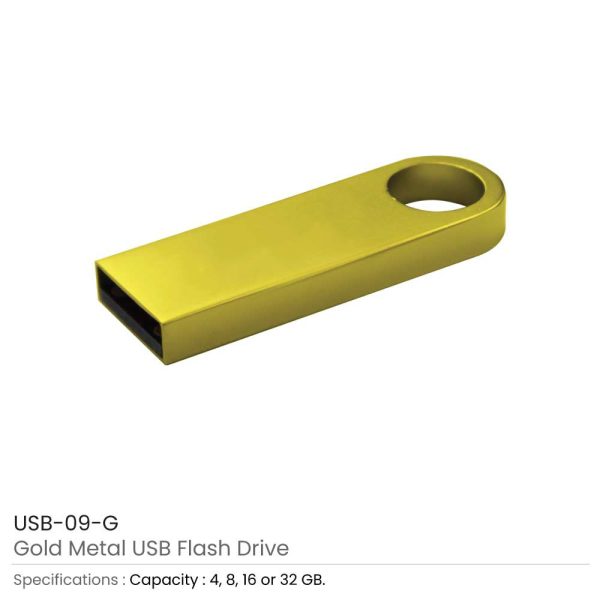 Metal USB Flash Drives 09 Gold