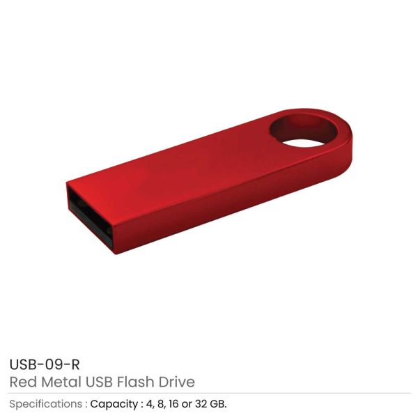 Metal USB Flash Drives 09 Red