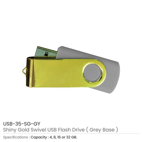 Shiny Gold Swivel USB - Grey