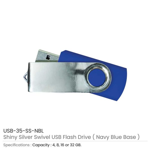 Swivel USB Flash - Navy Blue