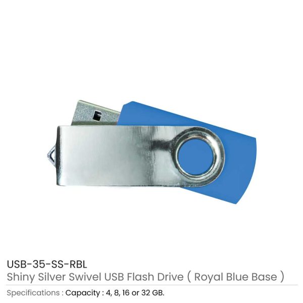 Swivel USB Flash - Royal Blue