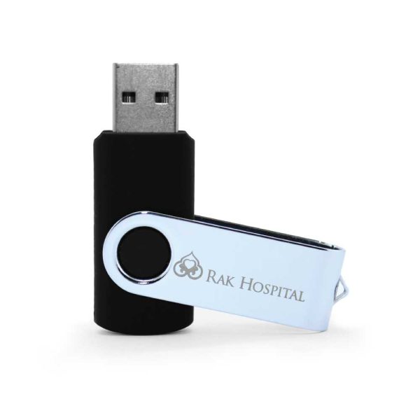 Branding Shiny Silver Swivel USB Flash