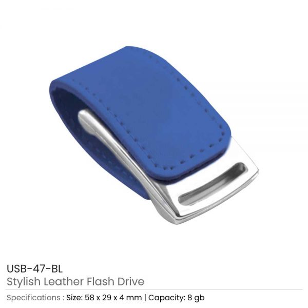 Stylish Leather USB Blue