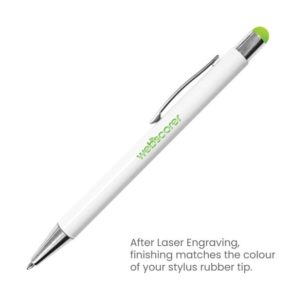Engraved Stylus Metal Pens - White