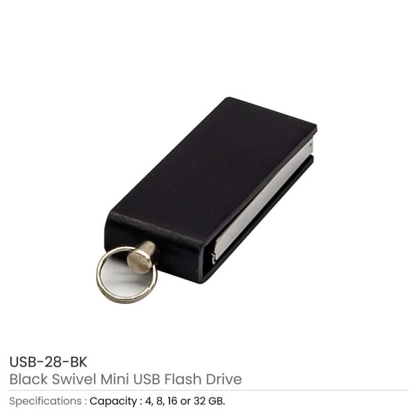 Mini Swivel USB Flash Drives Black