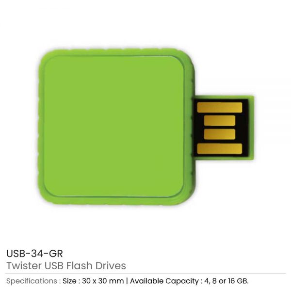 Twister USB Flash Drives Green