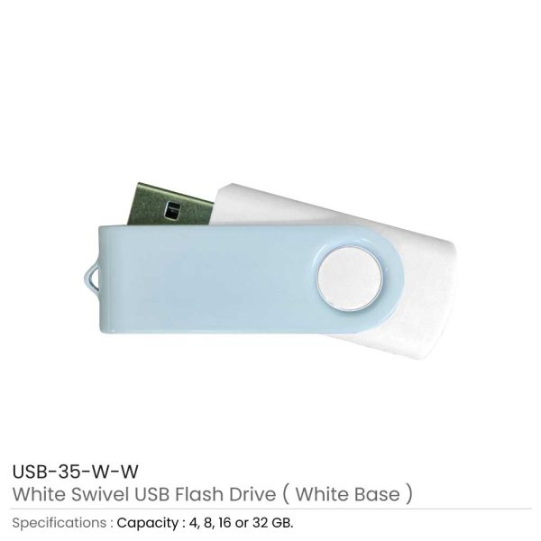 Swivel USB Drives - White