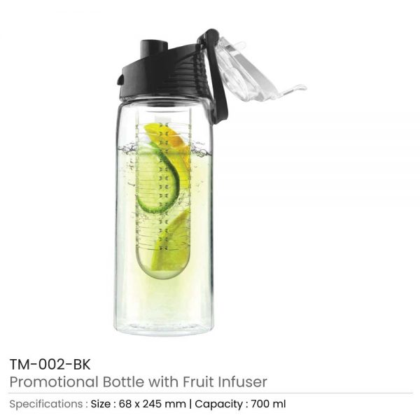 Water Bottle with Fruit Infuser Black