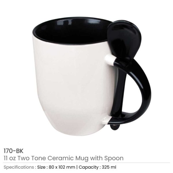 Ceramic Mugs with Spoon 170-BK