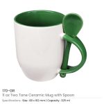 Ceramic Mugs with Spoon 170 Green