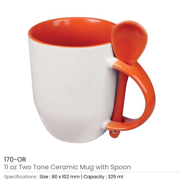 Ceramic Mugs with Spoon 170-OR