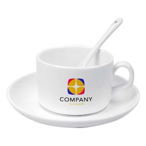 Branding Ceramic Saucer Tea Cup with Spoon 180
