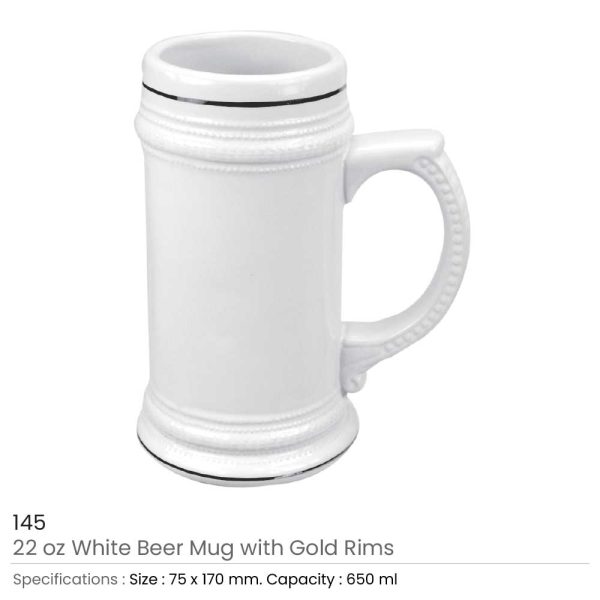 German Beer Mugs White 20 oz