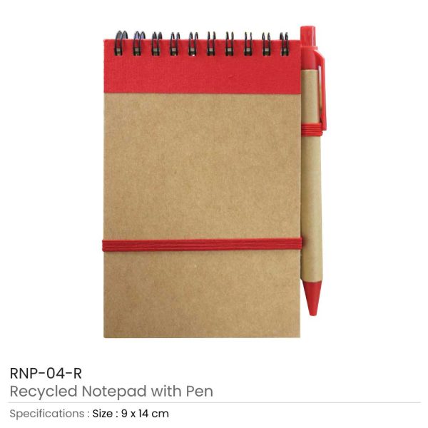 Notepads with Pen - Red