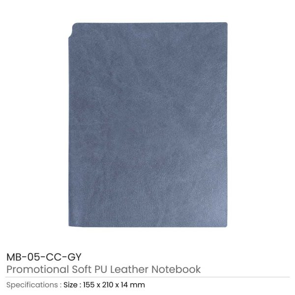 Grey PU Leather Notebooks