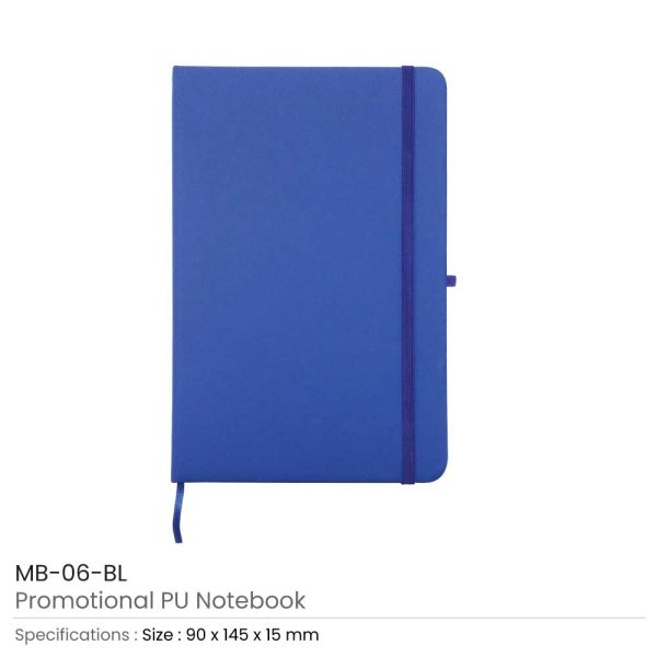 A6 Size Blue PU Leather Notebook