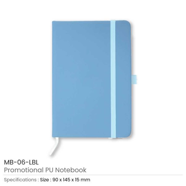 A6 Size Light blue PU Leather Notebook