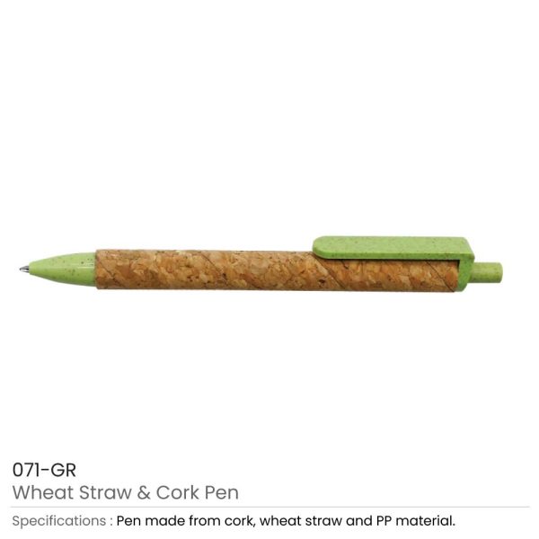Wheat Straw and Cork Pen Green