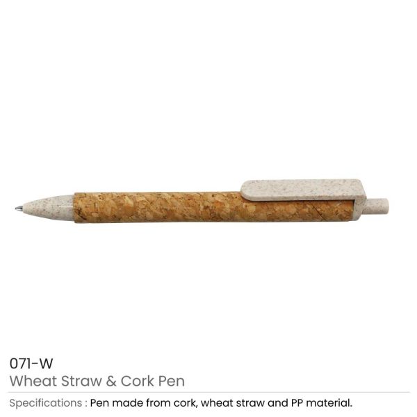Wheat Straw and Cork Pen White