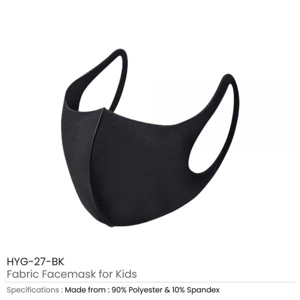Kids Face Mask in Black Fabric