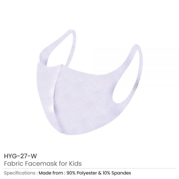 Kids Face Mask in White Fabric