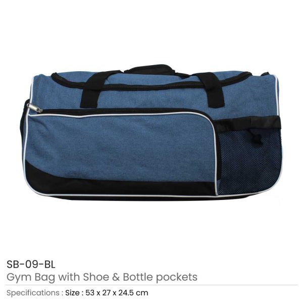 Gym Bag with Shoe and Bottle-Pockets SB-09-BL