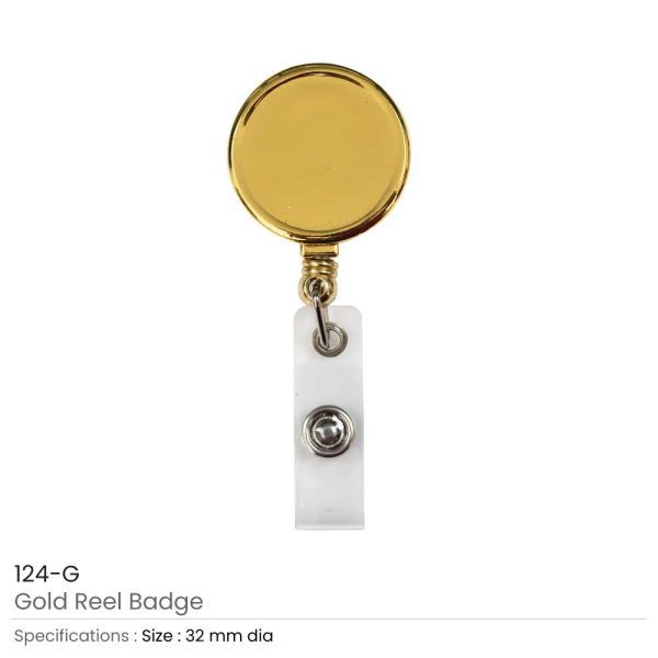 Round Reel Badge Metal Gold