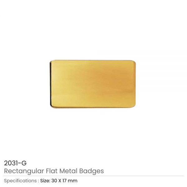 Gold Rectangular Flat Metal Badges