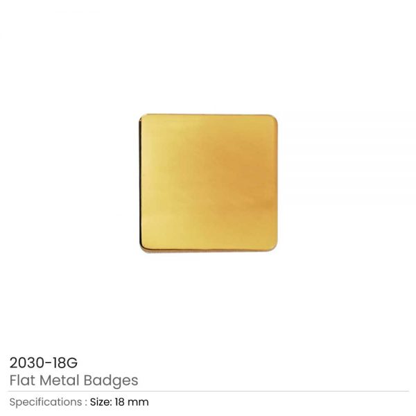 Square Flat Metal Badges Gold