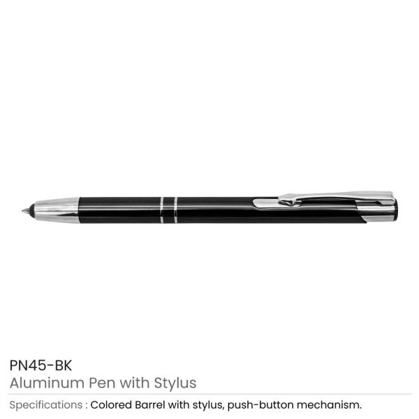Black Aluminum Pens with Stylus