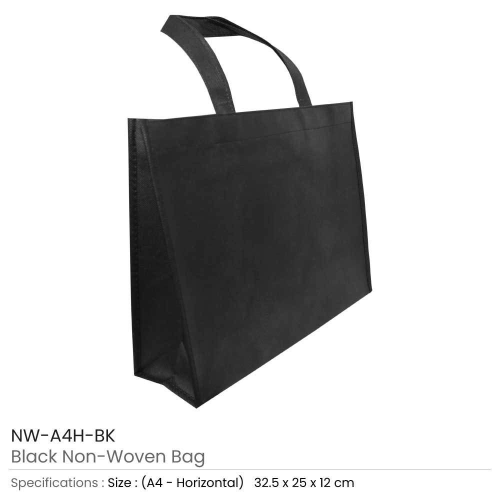 A4 Black Non Woven Bags