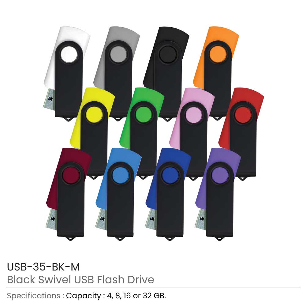 Promotional Black Swivel USB Flash Drives