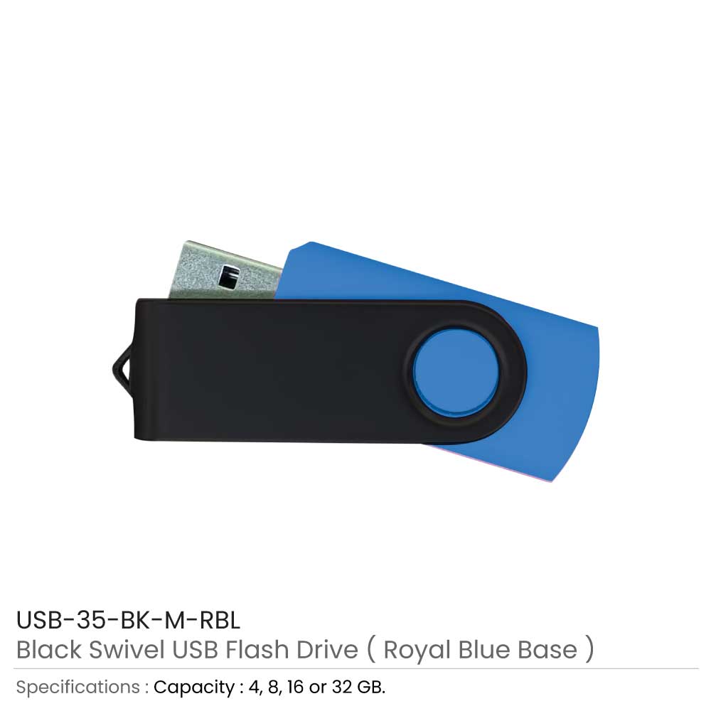 Black Swivel USB Royal Blue