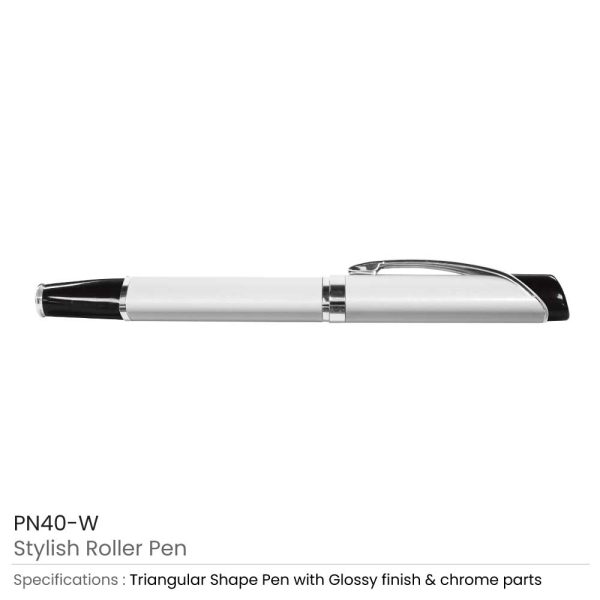 White Metal Roller Pen