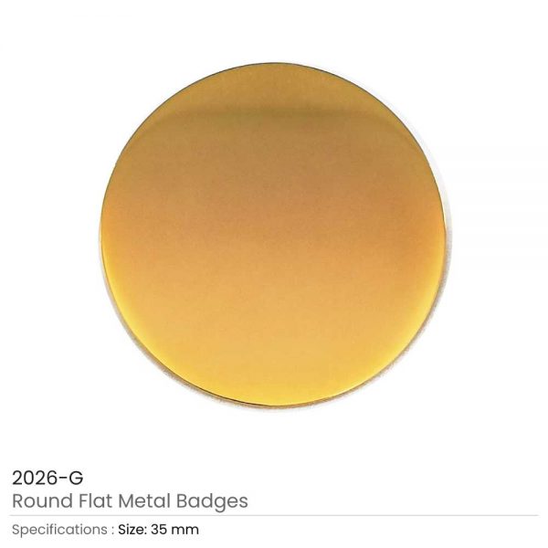 Round Flat Metal Badges Gold
