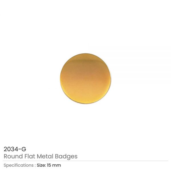 Gold Round Flat Metal Badges