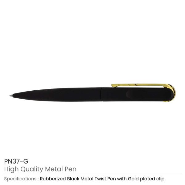 Rubberized Metal Pens Gold Clip