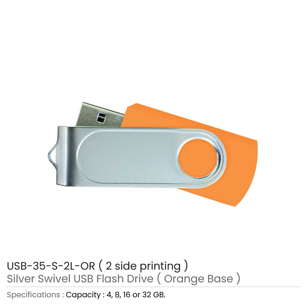 Swivel USB with 2 side Print - Orange