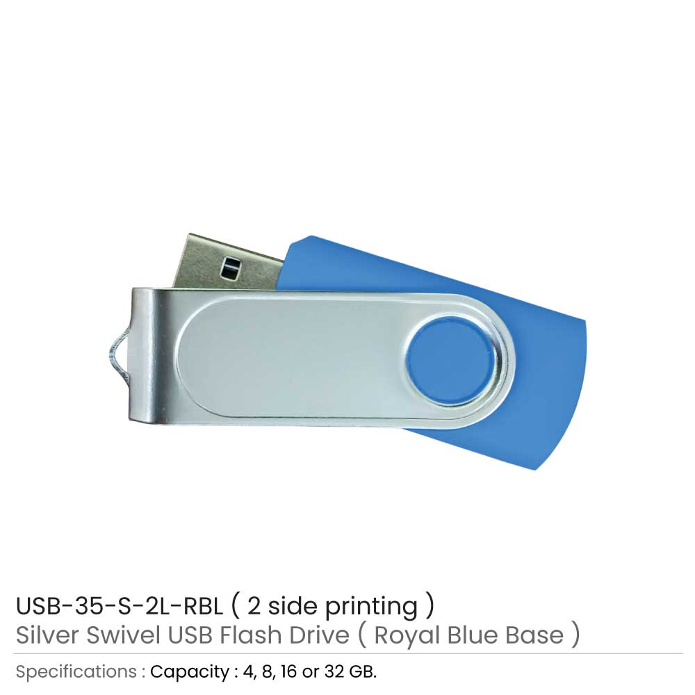 Swivel USB with 2 side Print - Royal Blue