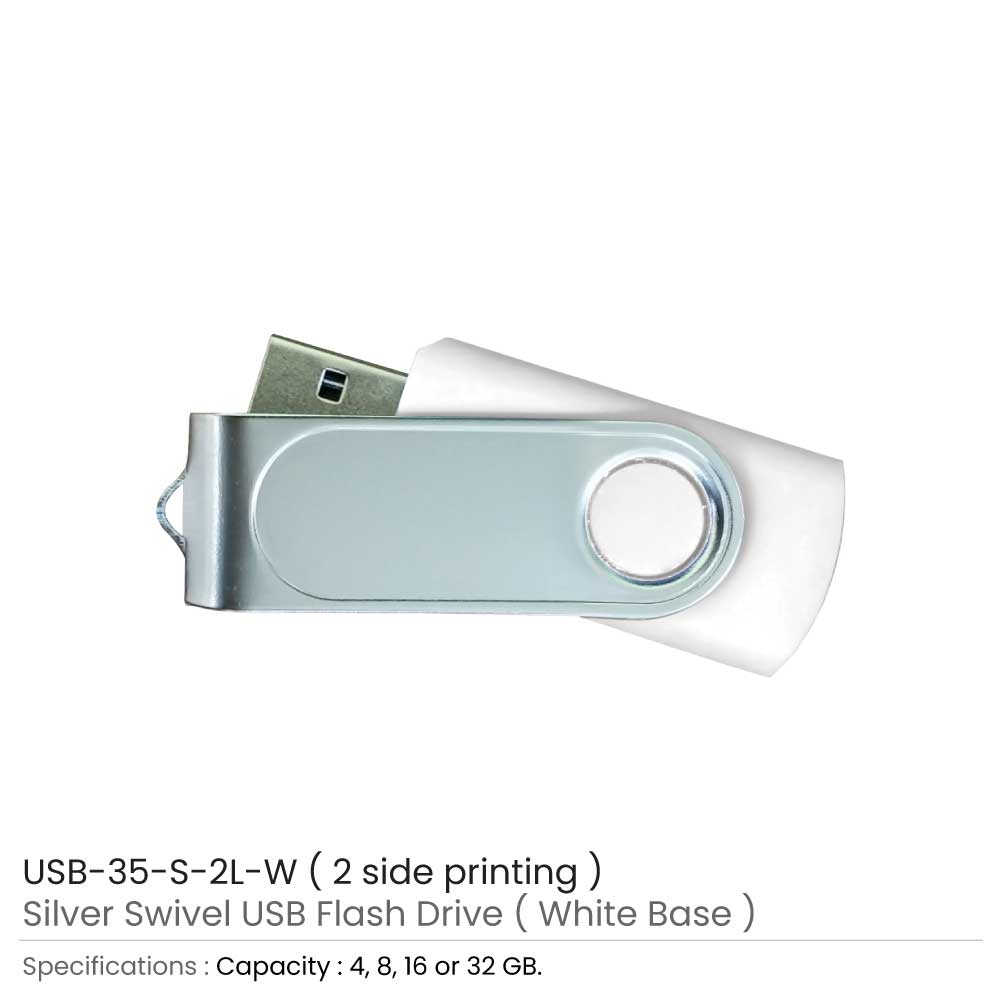 Swivel USB with 2 side Print - White