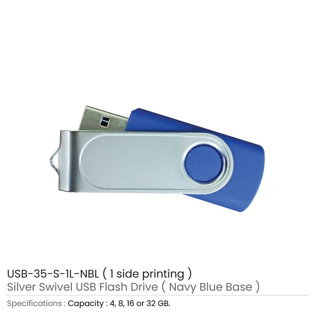 USB with 1 side Printing Navy Blue