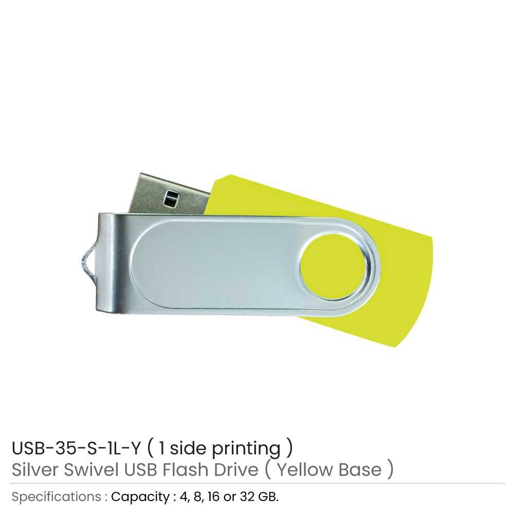 USB with 1 side Printing Yellow